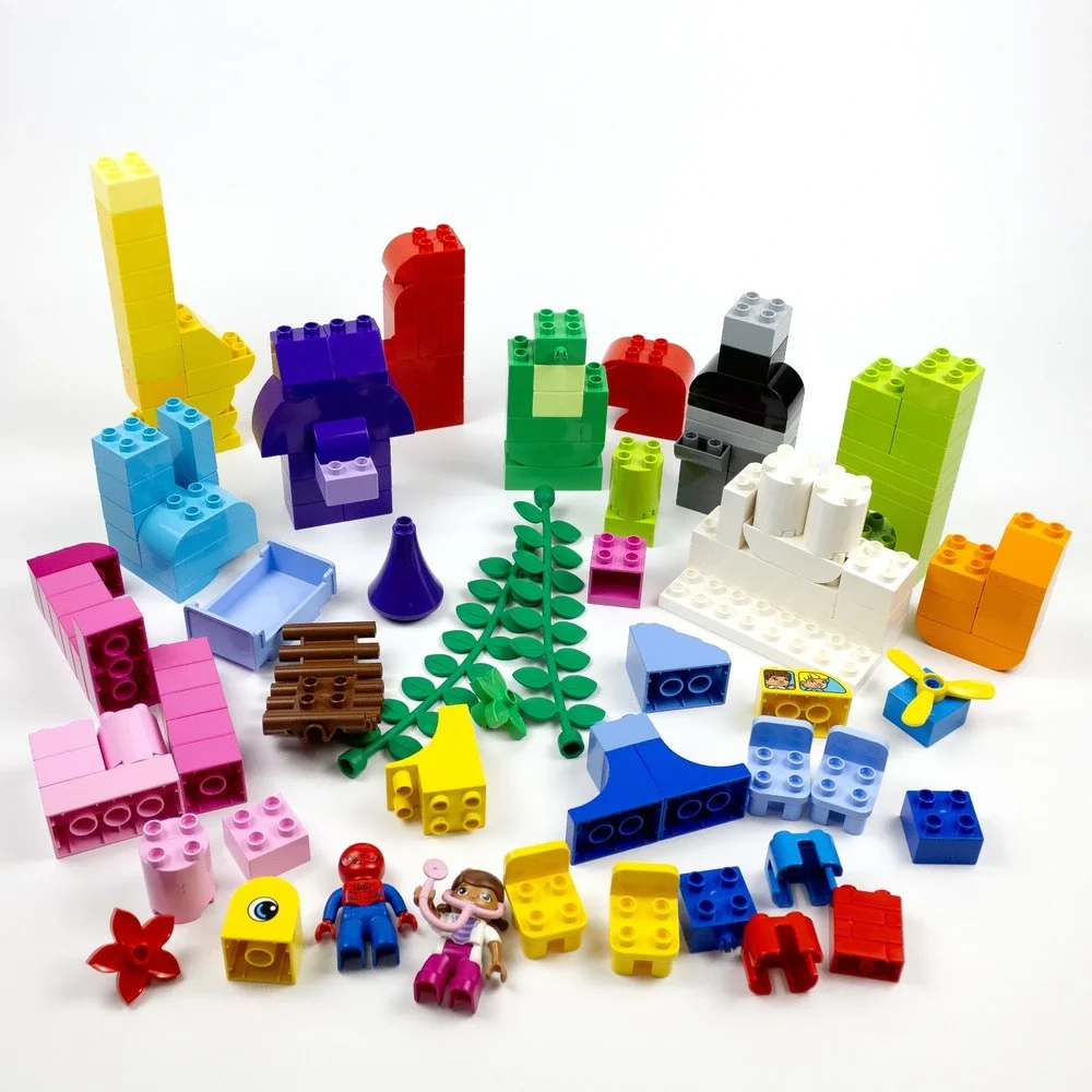 Lego Duplo Bulk Lot of 130+ pcs. Red Orange Yellow Green Blue Purple Pink + READ